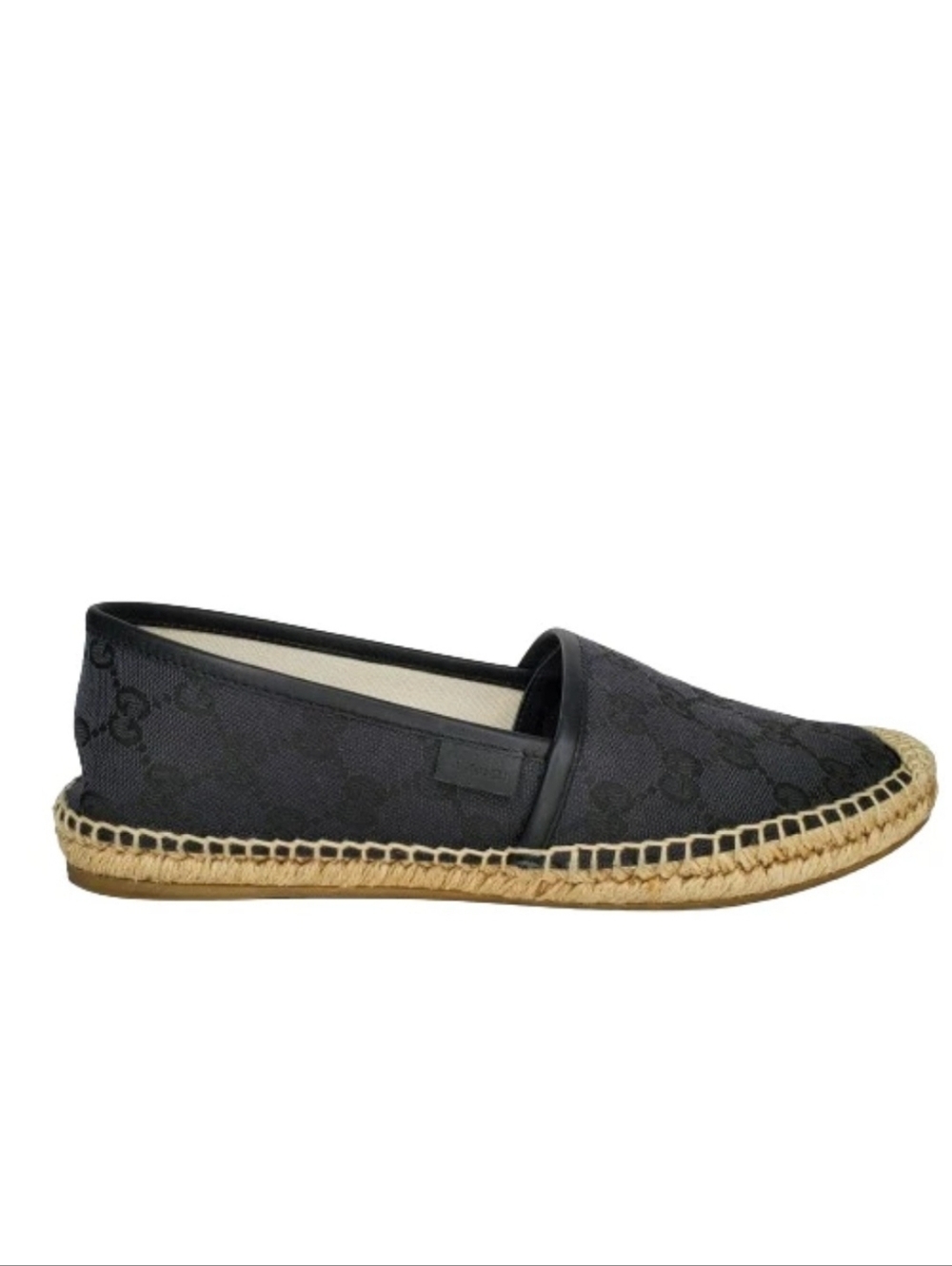 Gucci Black GG Canvas Espadrille Slip-On Flats